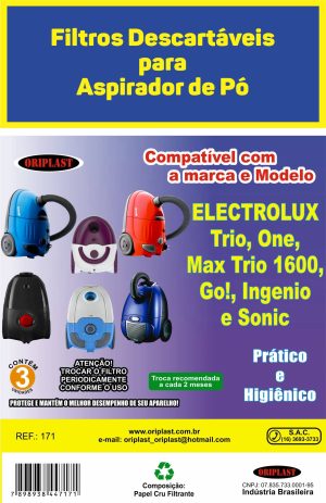 Filtro Aspirador De Pó Electrolux One/Trio/Max Trio 1600/GO!/Ingenio/Sonic